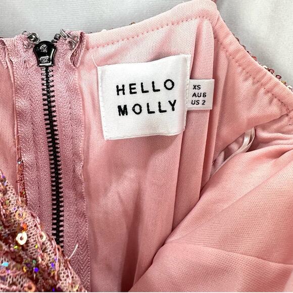 Hello Molly Replay Button Mini Dress Pink Sequin XS / US 2 - Picture 8 of 8